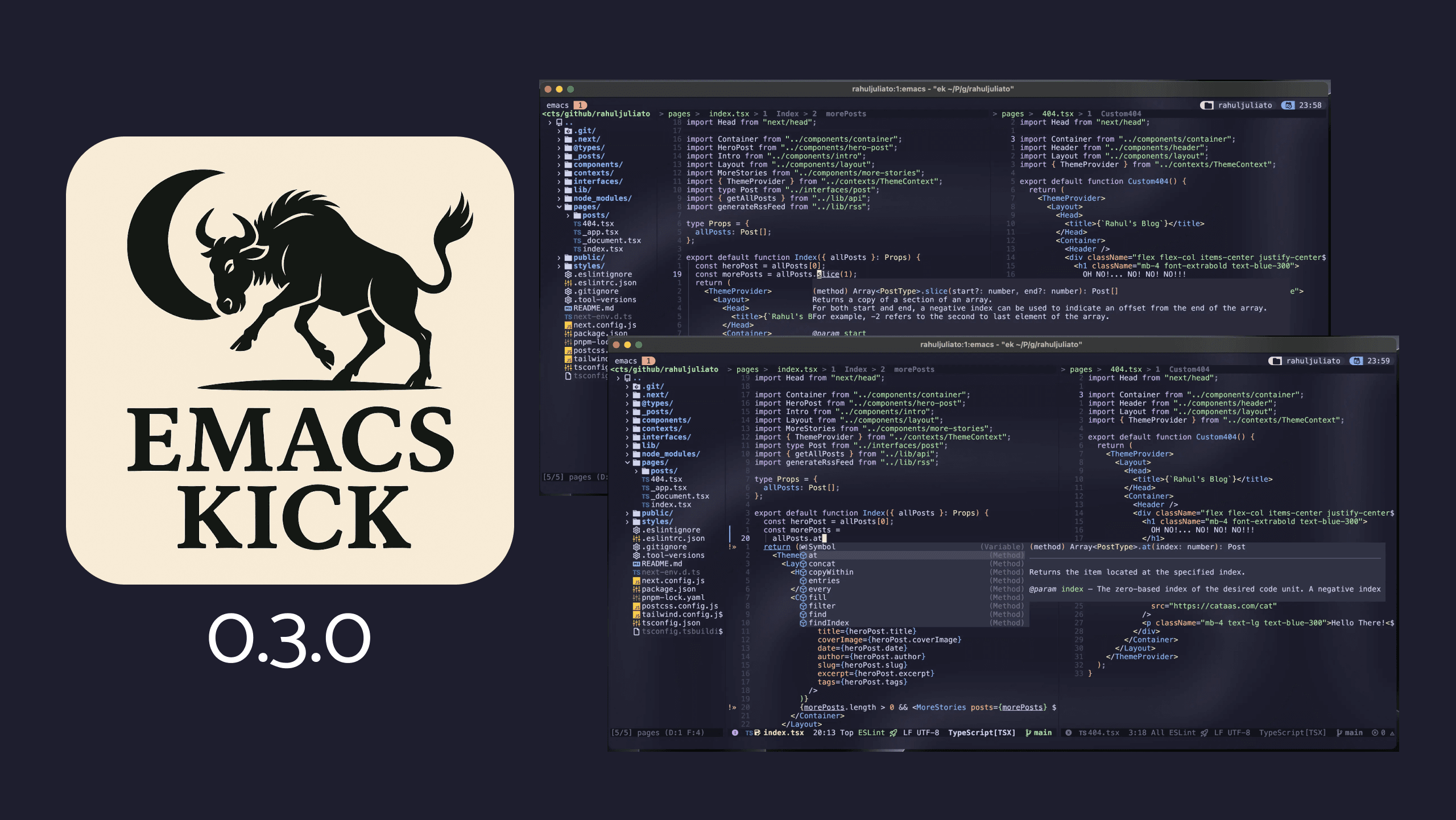 Cover Image for Emacs Kick 0.3.0: Floating Docs, Snappy Completion, and Corfu Goodness