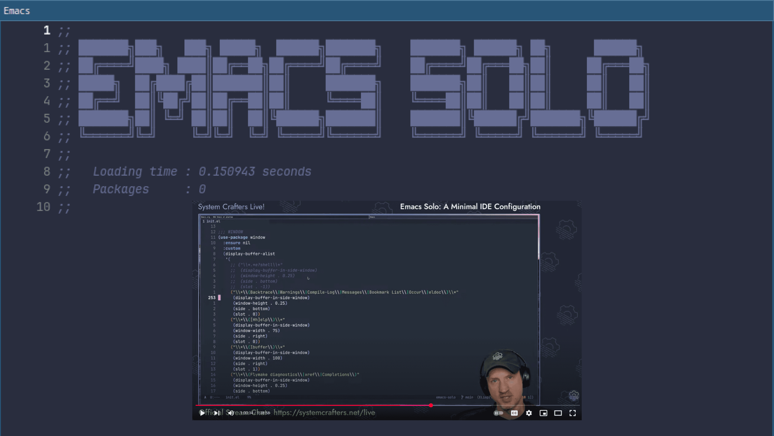 Cover Image for Emacs Solo: A Surprise System Crafters Live Demo